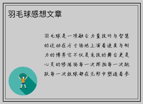 羽毛球感想文章