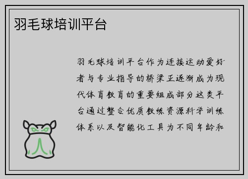 羽毛球培训平台